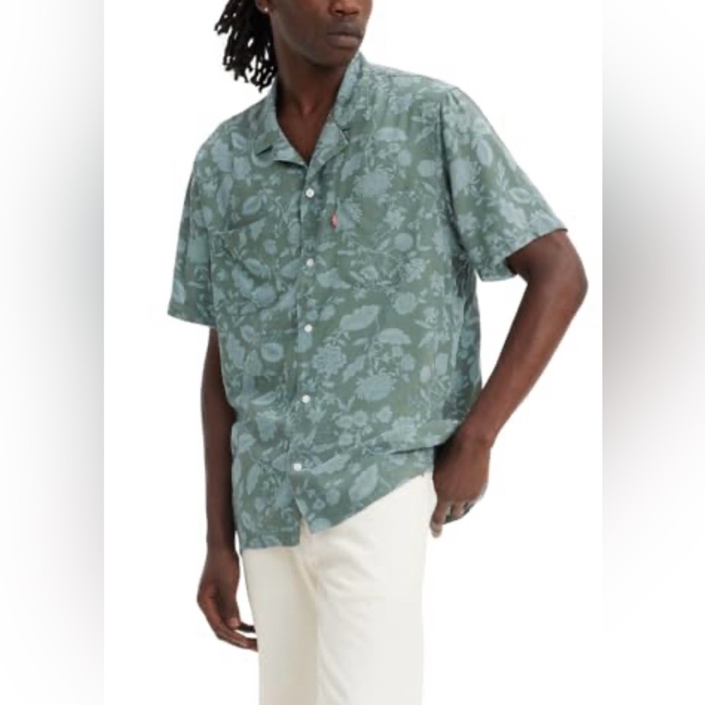 Levi's Men's Green Floral Button Down Shirt SZ medium